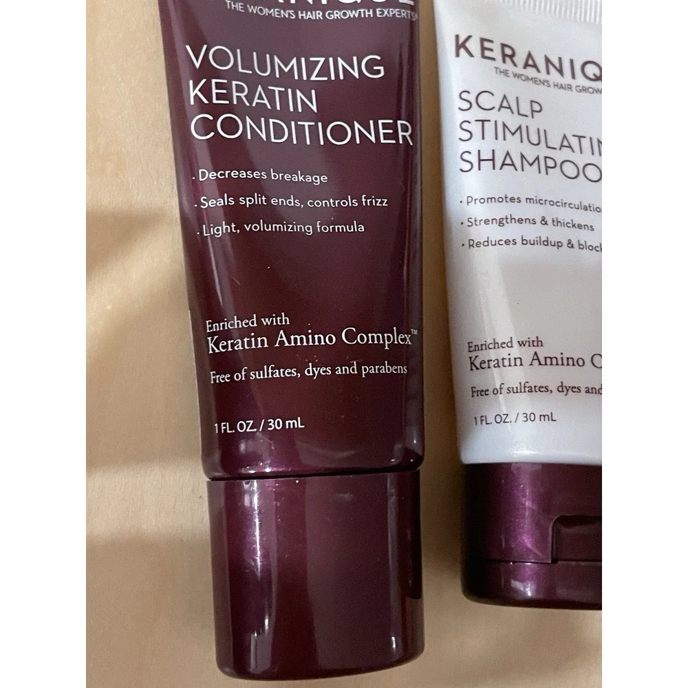 Keranique Scalp Stimulation Shampoo & Volumizing Keratin Conditioner 1 fl oz New